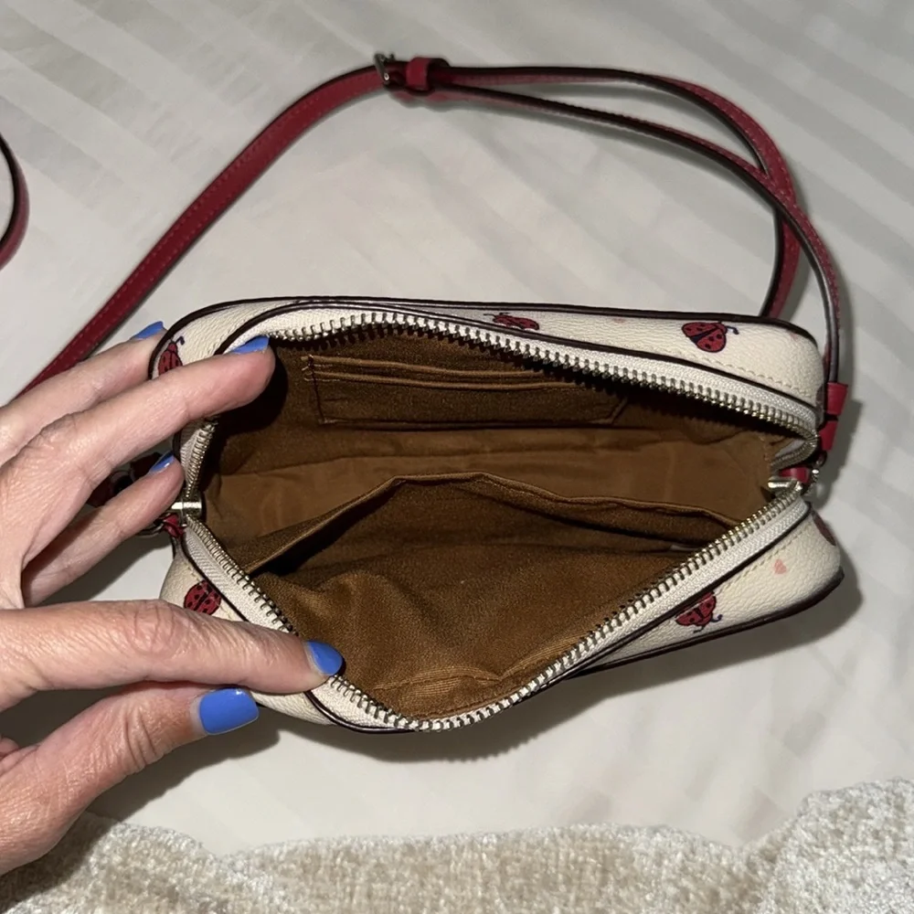 Coach Ladybug Print Cream and Red Crossbody - Picture 5 of 6